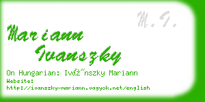 mariann ivanszky business card